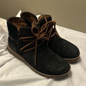 Black Born Suede Ankle Boots with Brown Laces